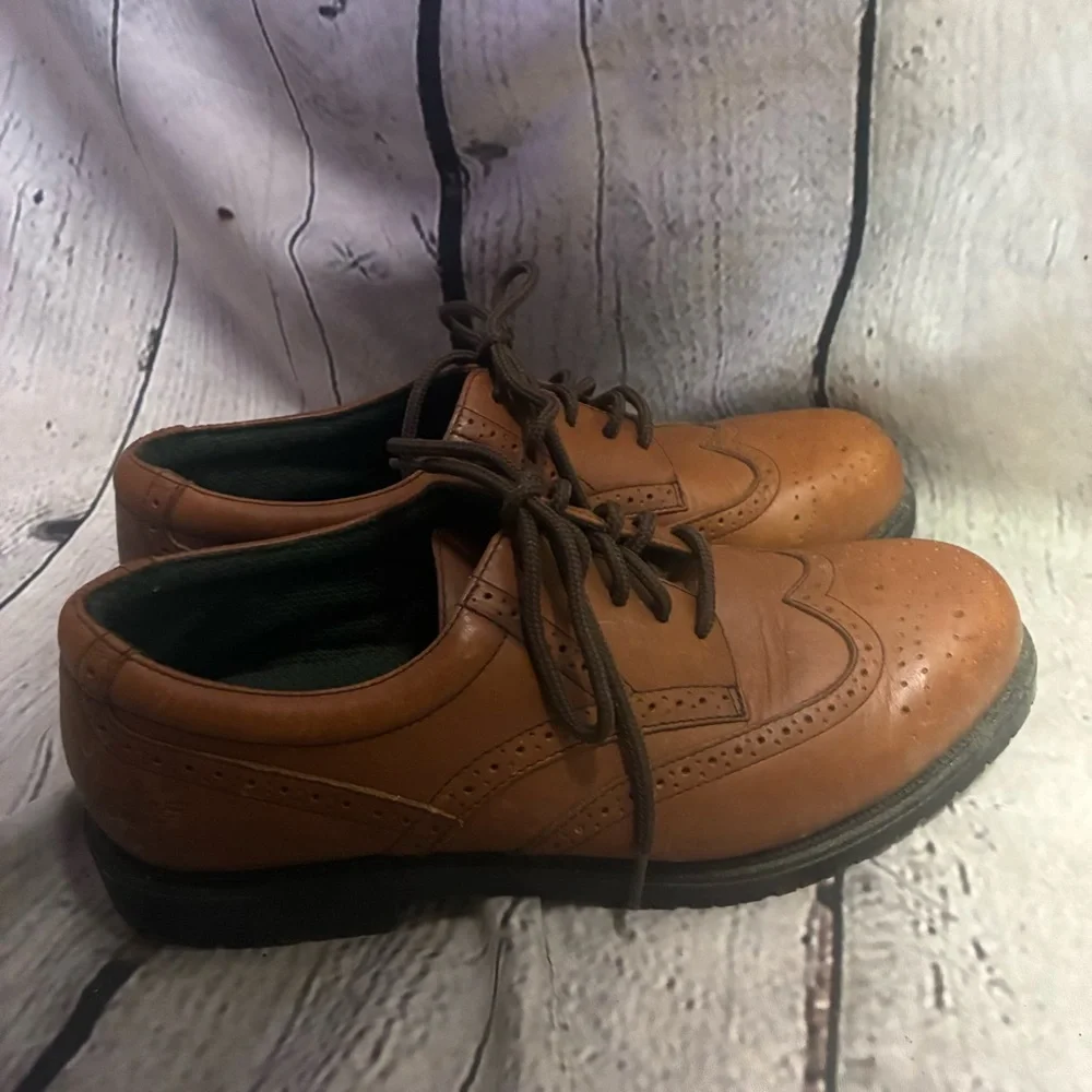 Dockers Men’s Brown‎ Leather Wingtip Brogue Oxford Lace Up Dress Shoe Sz 9M GUC